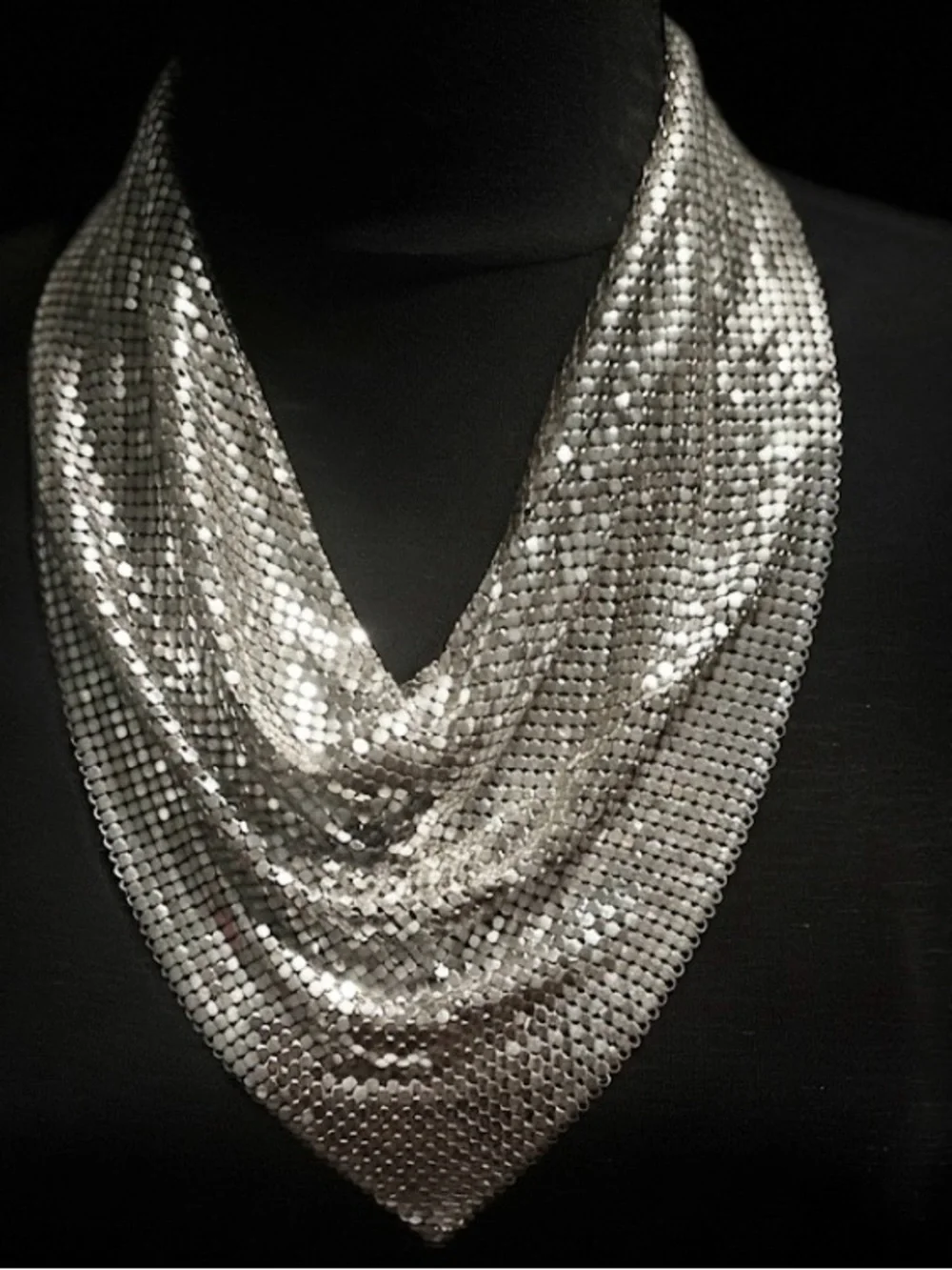 Stunning!! Silver Mesh Evening Scarf Necklace & evening pouch